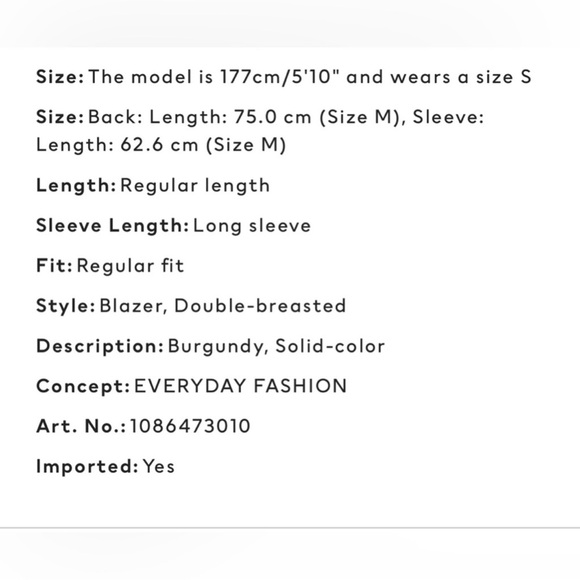 NEW|| H&M Oversize Burgundy Blazer Size XS - Picture 8 of 14